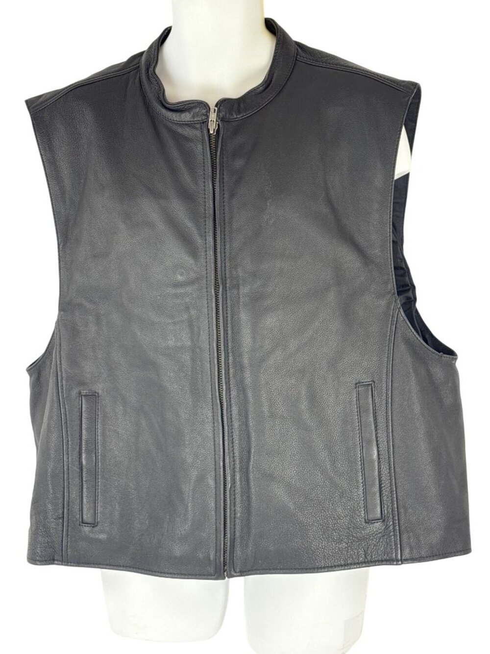 First Classics Men Black Leather Motorcycle Vest Club House Style Concealed Carr